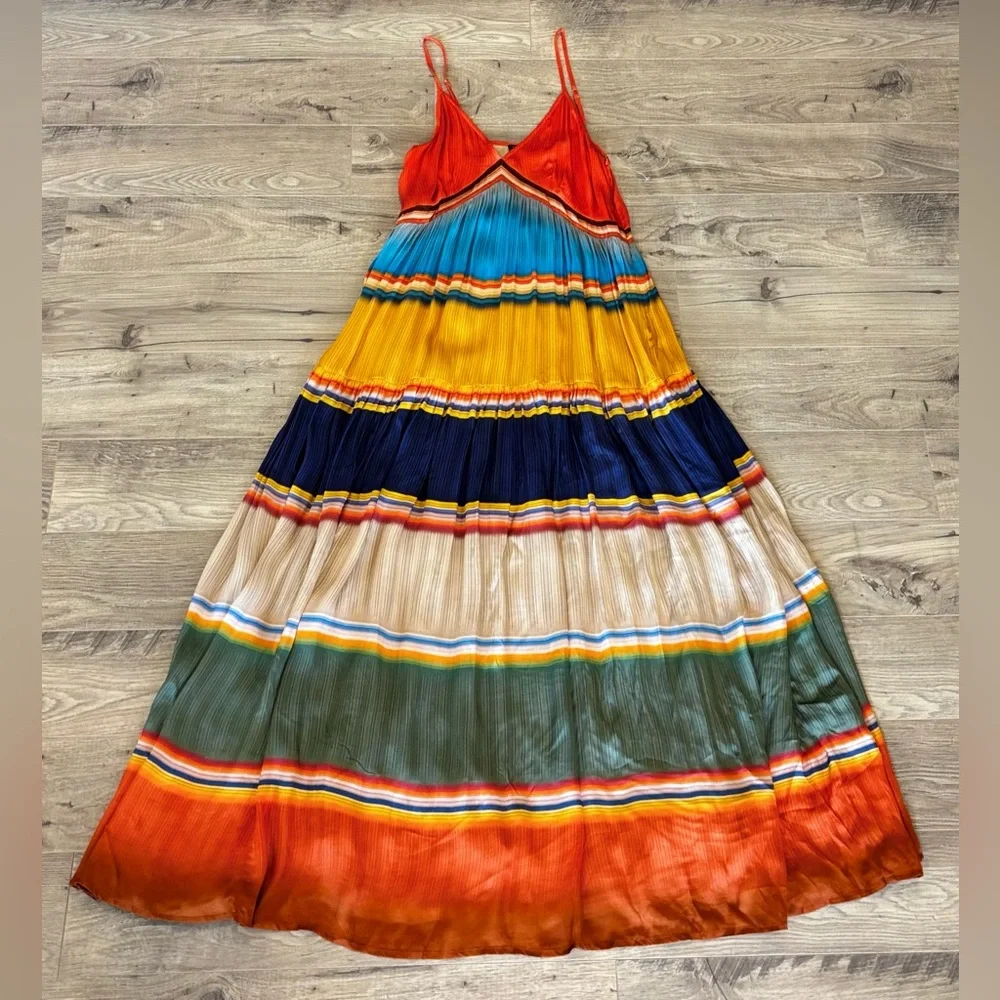 Tanvi Kedia V-Neck Colorblock Midi Dress –Anthropologie NWOT, Size Small - Picture 3 of 7